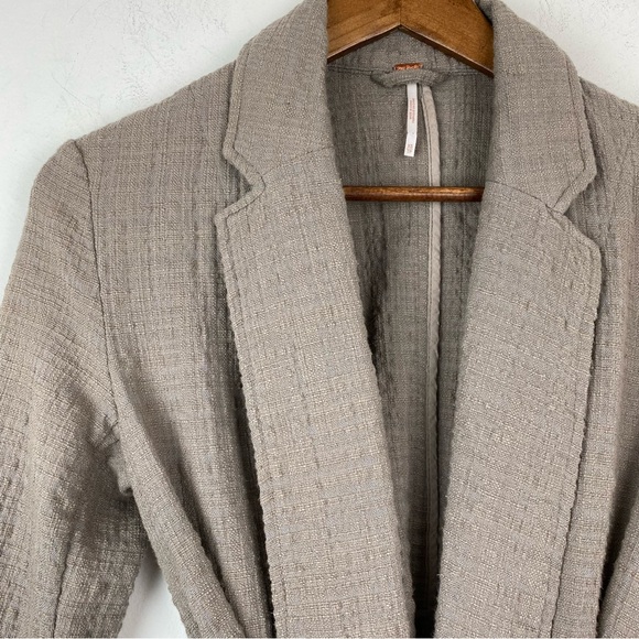 Free People size XS Women’s Taupe Belted Wrap Cardigan Sweater Jacket - Picture 2 of 9
